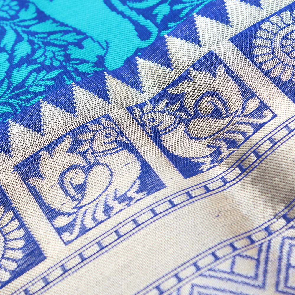 Royal Blue Pure Katan Silk Banarasi Handloom Saree