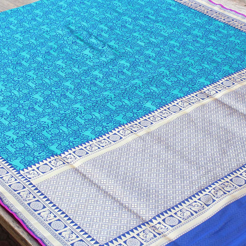 Royal Blue Pure Katan Silk Banarasi Handloom Saree