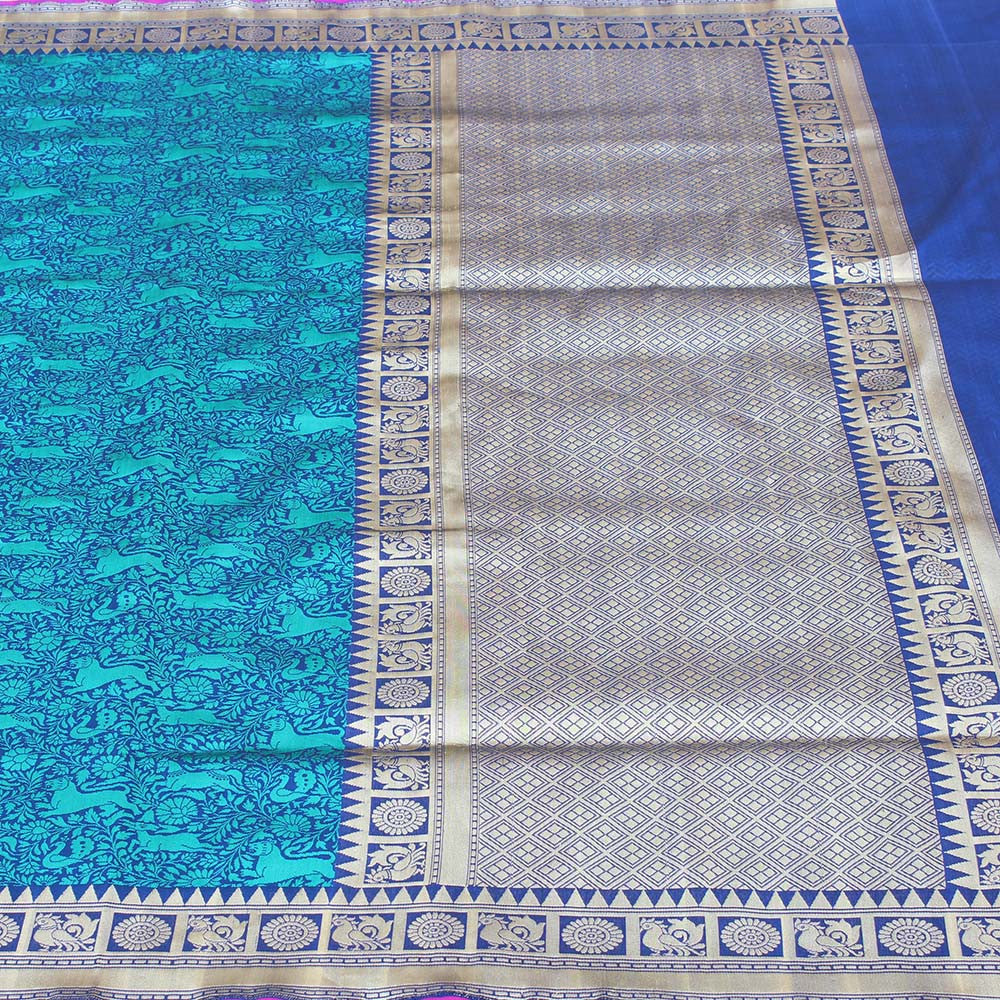Royal Blue Pure Katan Silk Banarasi Handloom Saree
