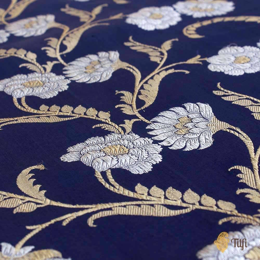 Navy Blue Pure Katan Silk Banarasi Handloom Saree