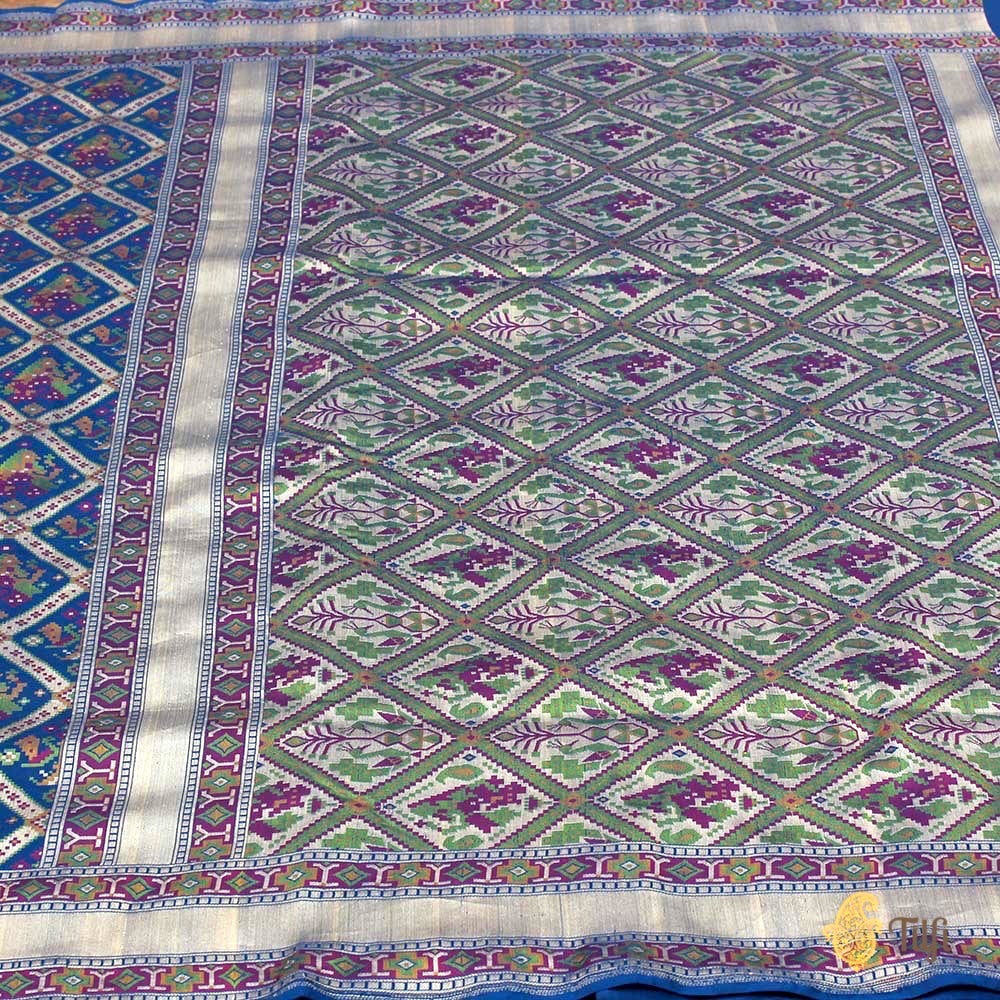 Royal Blue Pure Katan Silk Banarasi Patola Handloom Saree