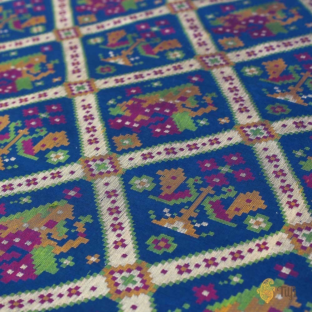 Royal Blue Pure Katan Silk Banarasi Patola Handloom Saree