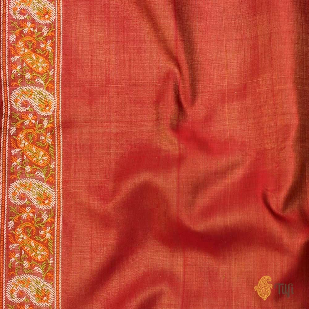 Maroon Pure Soft Satin Silk Tanchoi Jamawar Banarasi Handloom Saree