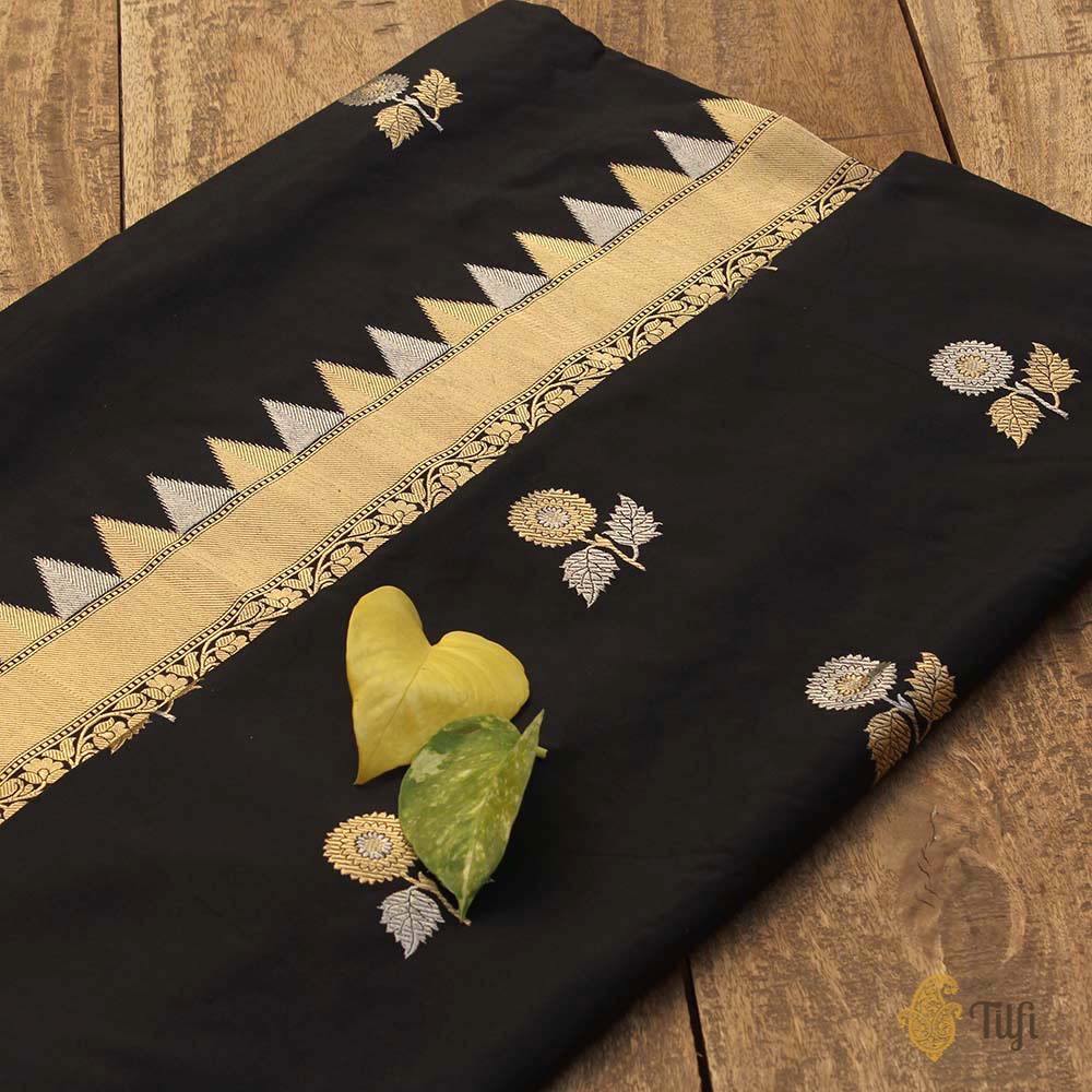 Black Pure Katan Silk Banarasi Handloom Saree