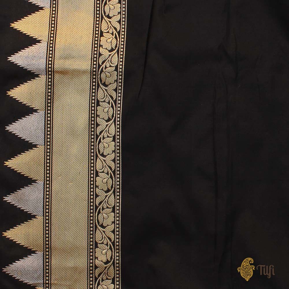 Black Pure Katan Silk Banarasi Handloom Saree