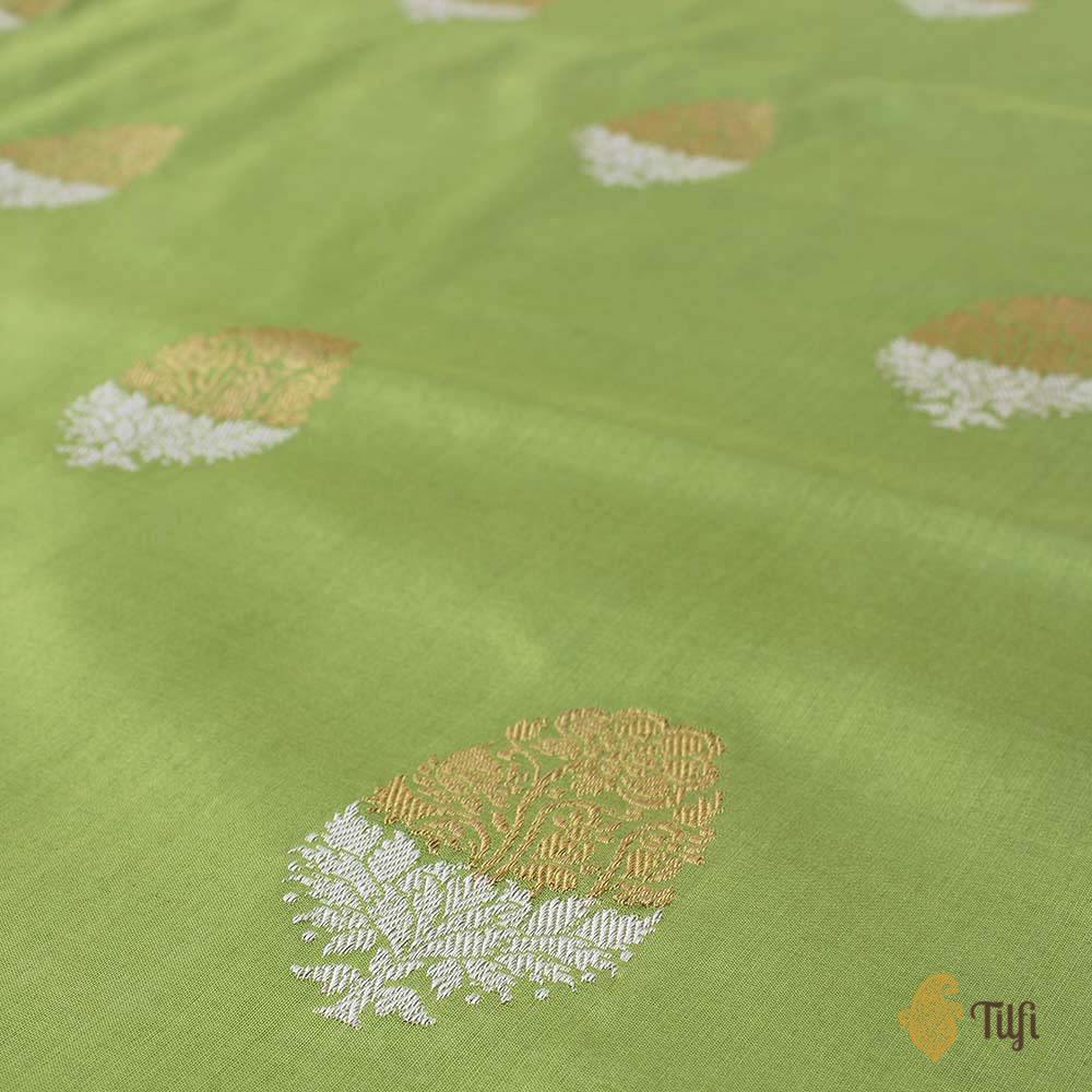 Pista Green Pure Katan Silk Handloom Banarasi Saree
