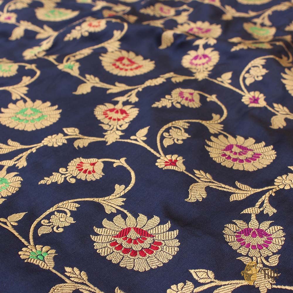 Navy Blue Pure Katan Silk Banarasi Handloom Saree