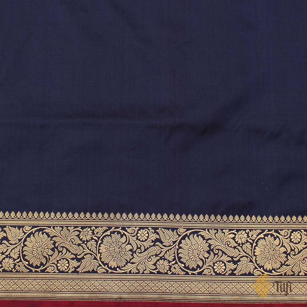 Navy Blue Pure Katan Silk Banarasi Handloom Saree