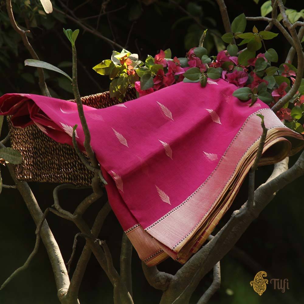 Pink Pure Cotton Banarasi Handloom Saree