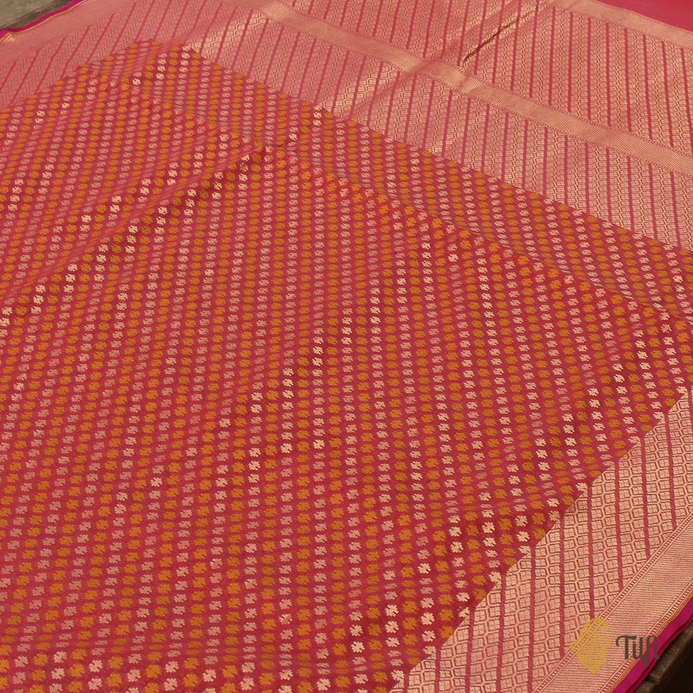 Pink-Peach Pure Silk by Cotton Banarasi Handloom Saree
