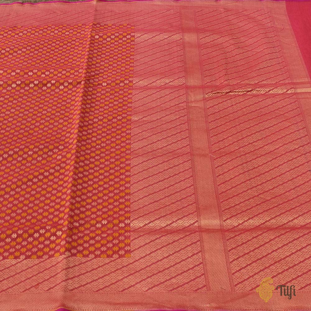 Pink-Peach Pure Silk by Cotton Banarasi Handloom Saree