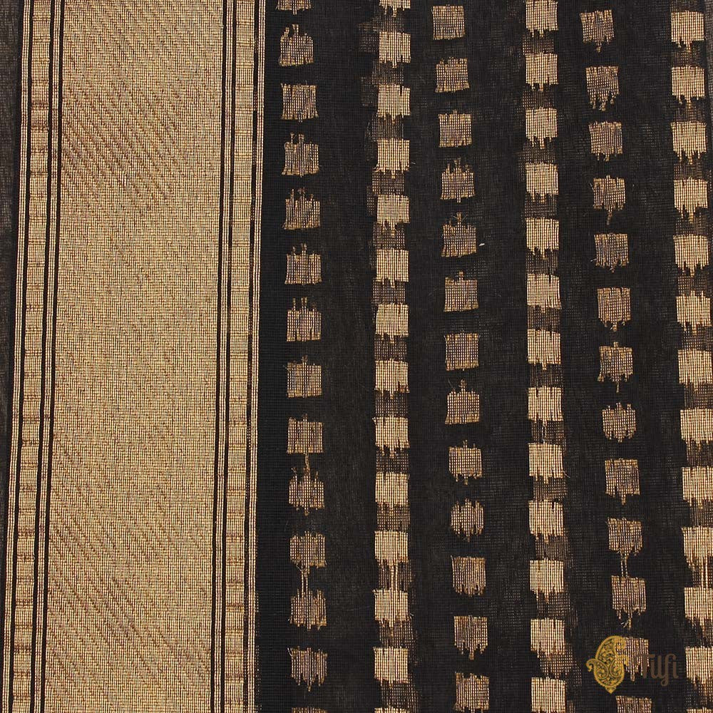 Black Pure Dupion Silk Banarasi Handloom Saree
