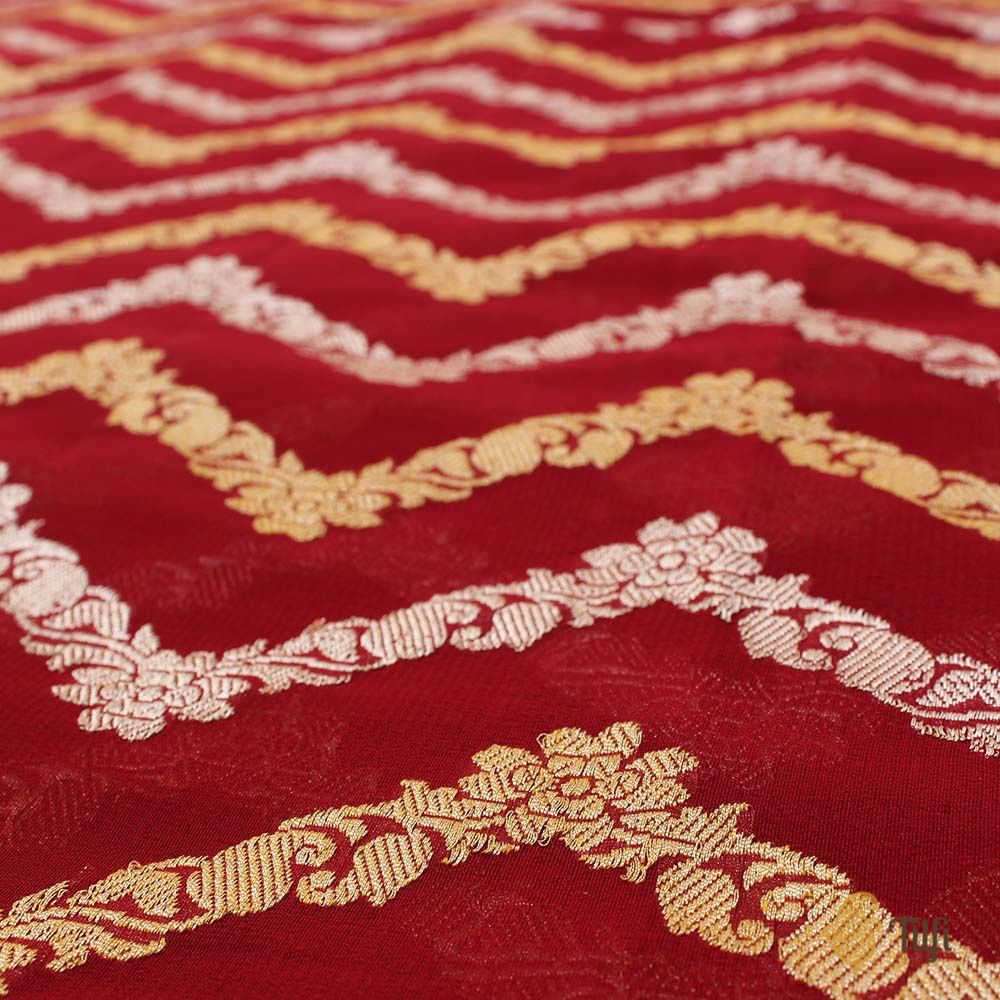 Maroon Pure Georgette Banarasi Handloom Saree