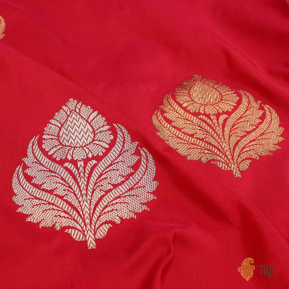 Red-Gulabi Pink Pure Katan Silk Banarasi Handloom Saree