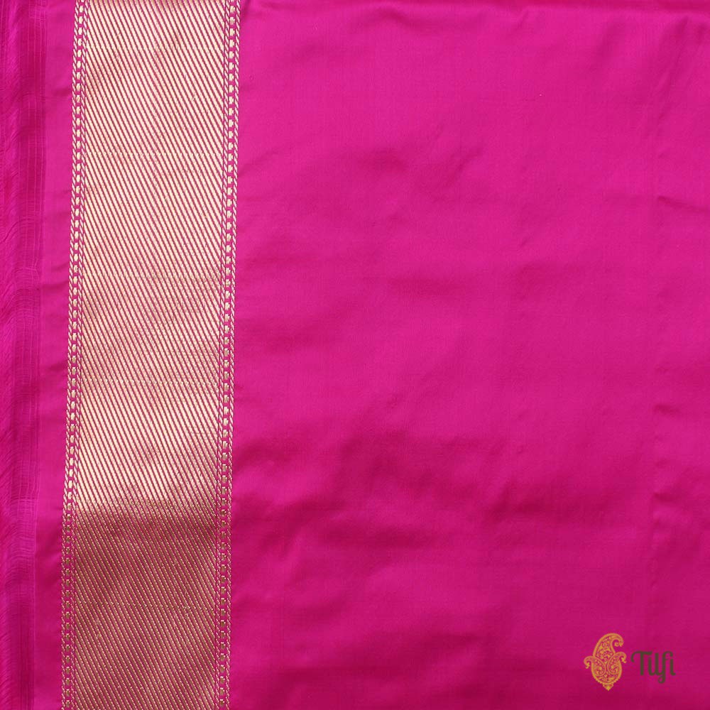 Turquoise Blue-Royal Blue Pure Katan Silk Banarasi Handloom Saree