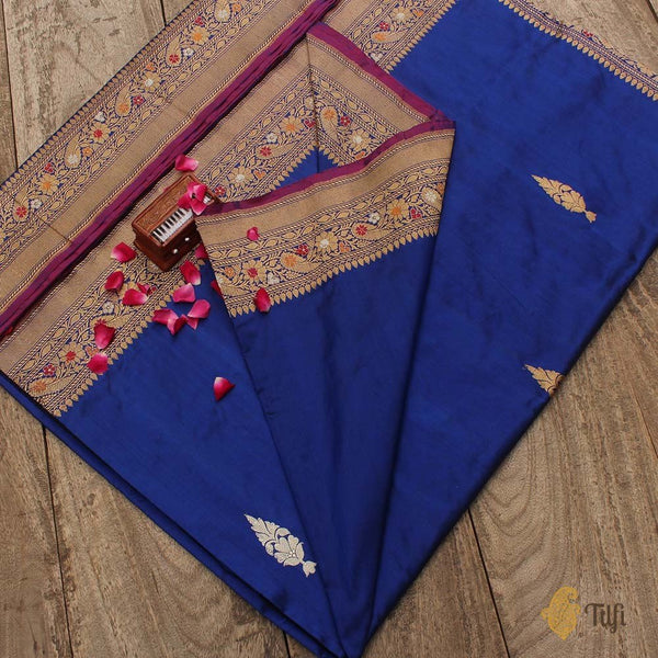 Midnight Blue Pure Katan Silk Banarasi Handloom Saree - Tilfi
