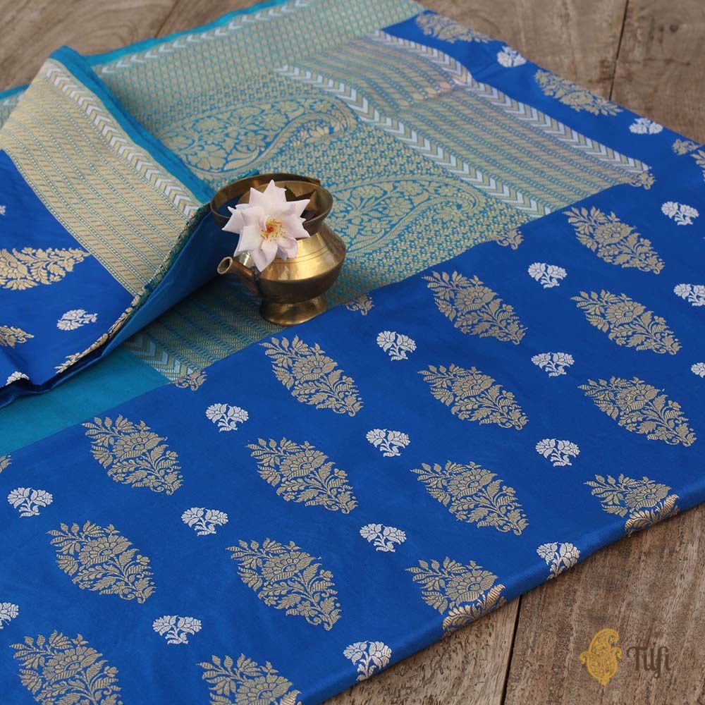 Blue Pure Katan Silk Banarasi Handloom Saree