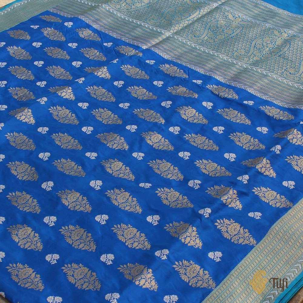 Blue Pure Katan Silk Banarasi Handloom Saree