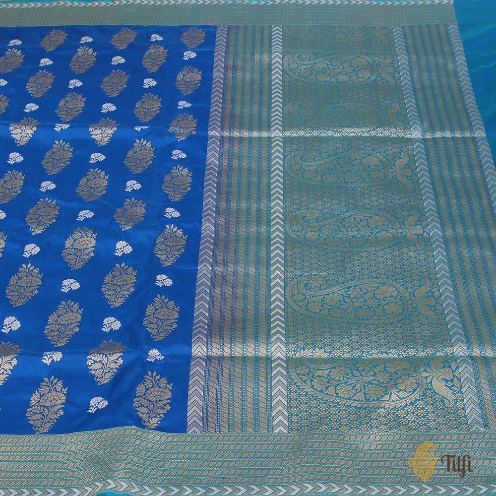 Blue Pure Katan Silk Banarasi Handloom Saree