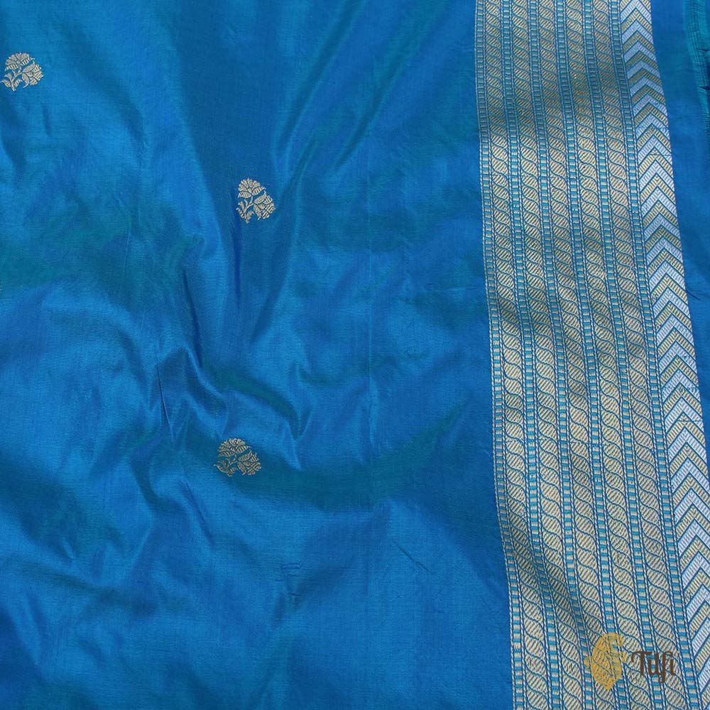 Blue Pure Katan Silk Banarasi Handloom Saree