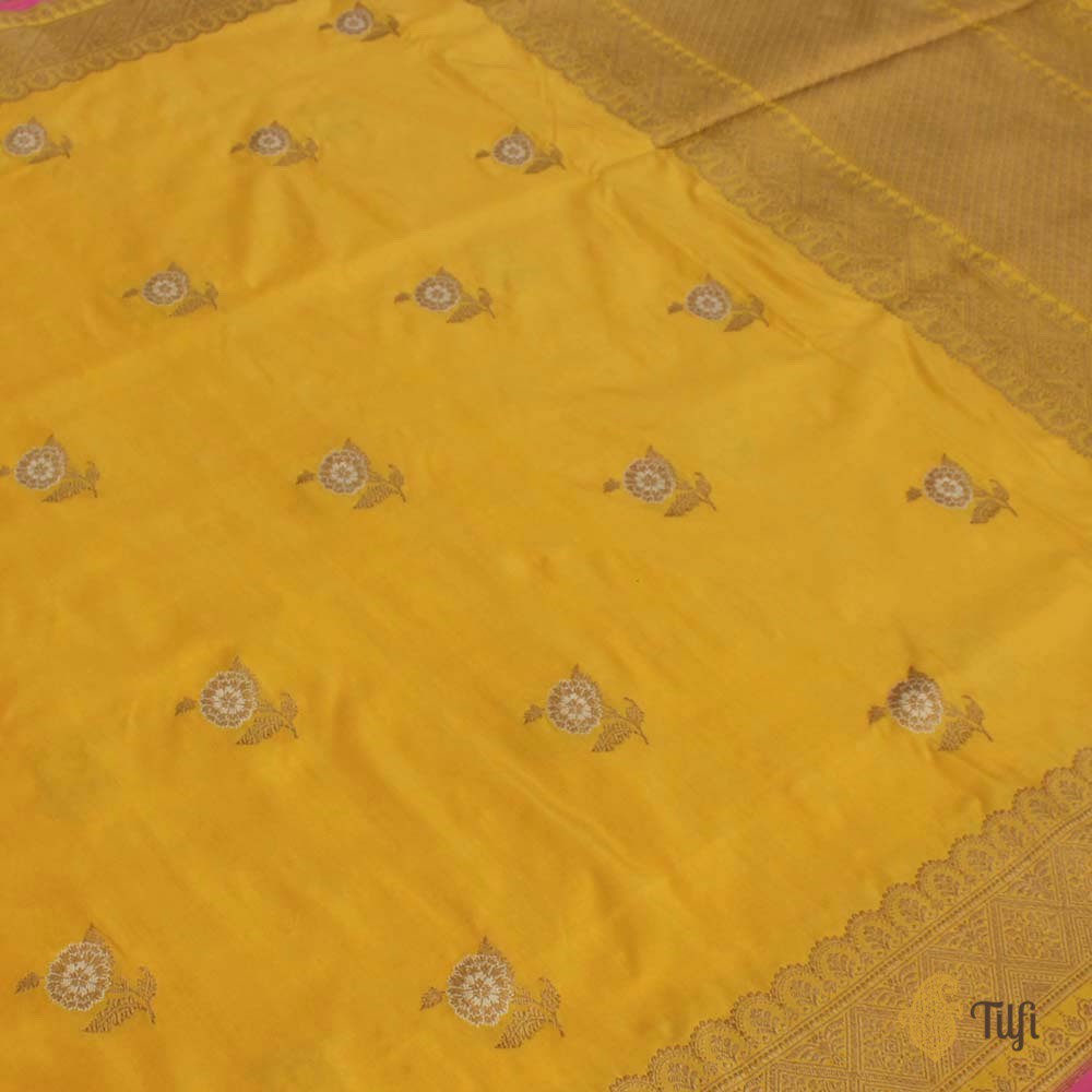 Yellow Pure Katan Silk Banarasi Handloom Saree