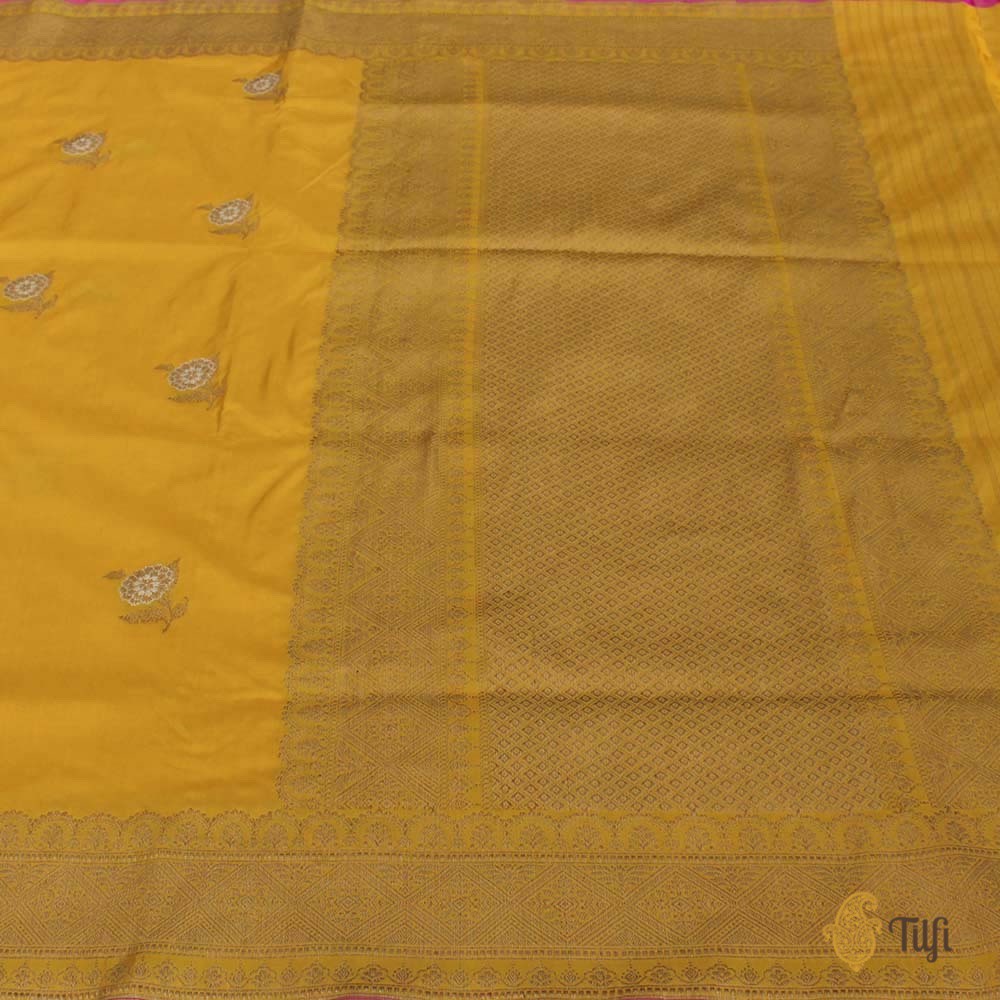 Yellow Pure Katan Silk Banarasi Handloom Saree