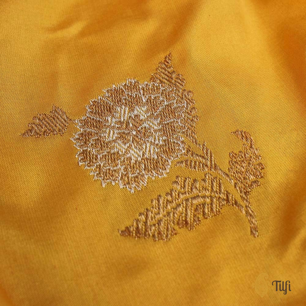 Yellow Pure Katan Silk Banarasi Handloom Saree