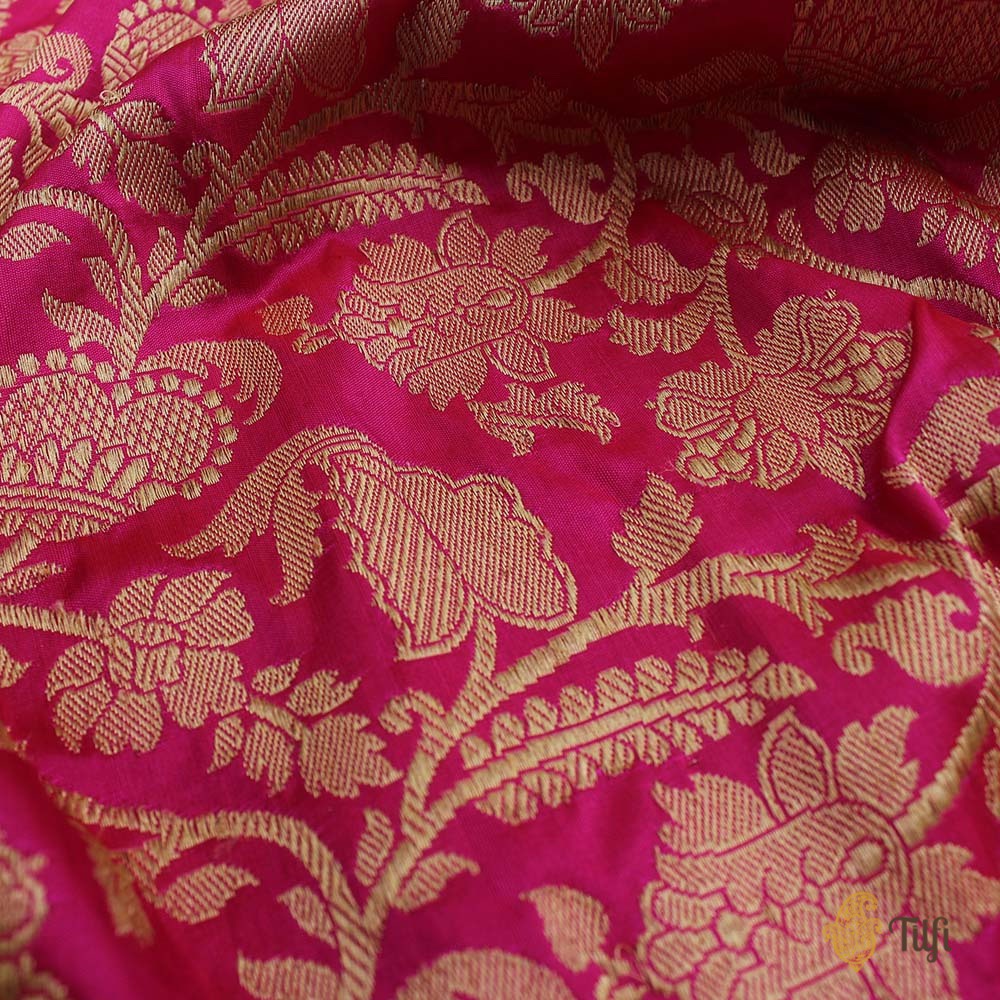 Red-Rani Pink Pure Katan Silk Banarasi Handloom Saree