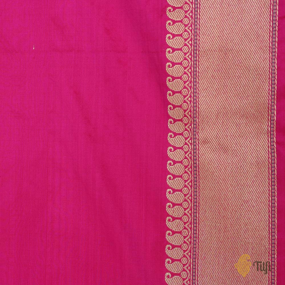 Red-Rani Pink Pure Katan Silk Banarasi Handloom Saree