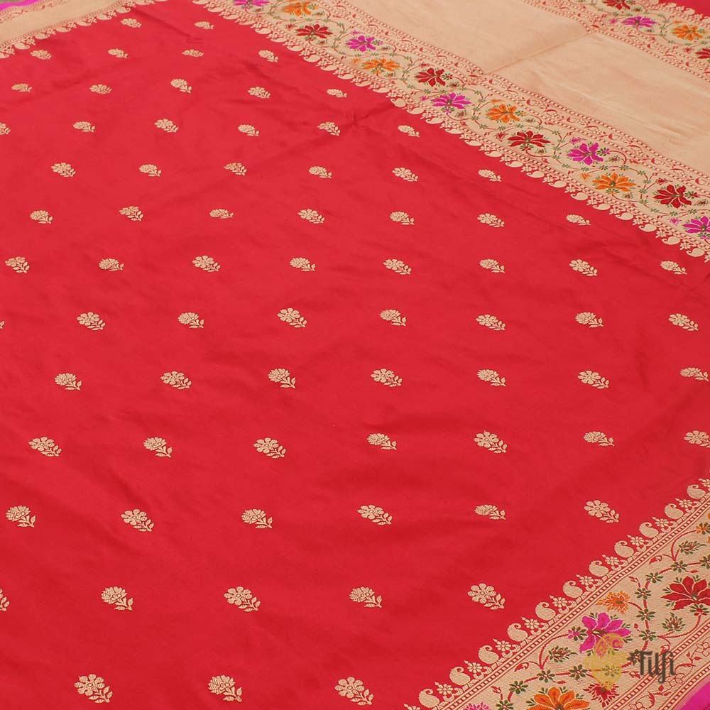 Red Pure Katan Silk Banarasi Handloom Saree