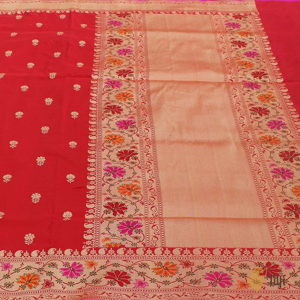 Red Pure Katan Silk Banarasi Handloom Saree