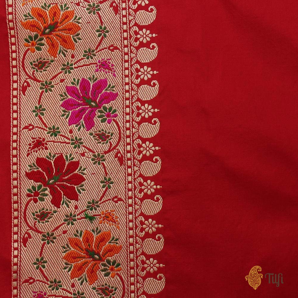 Red Pure Katan Silk Banarasi Handloom Saree