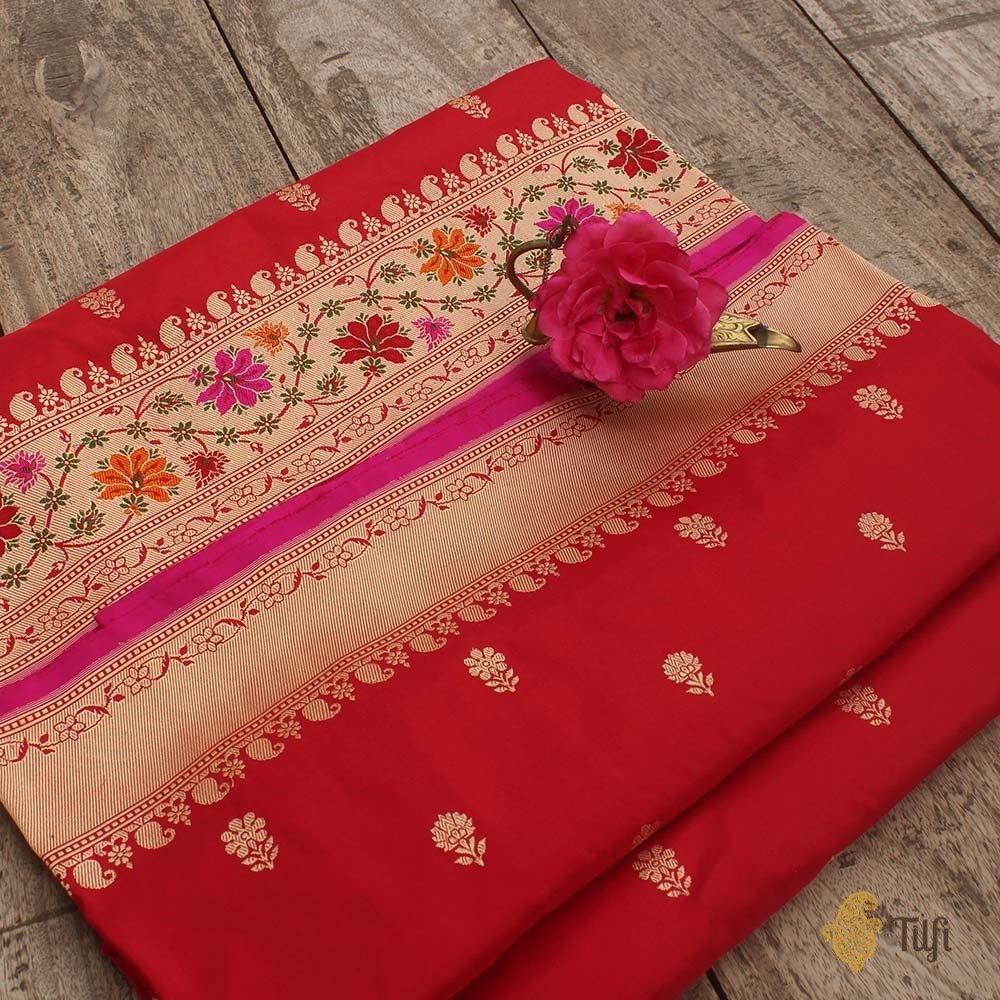 Red Pure Katan Silk Banarasi Handloom Saree
