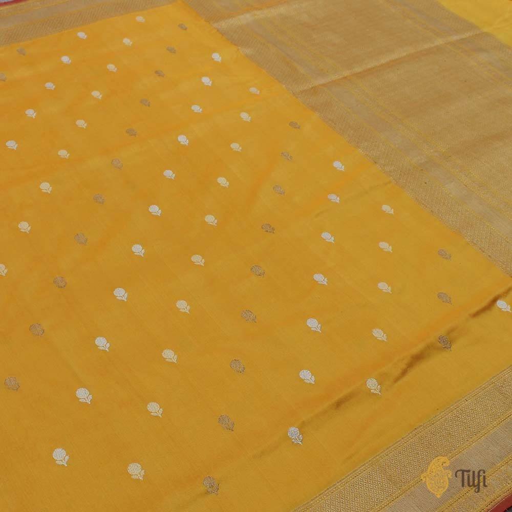 Yellow Pure Katan Silk Banarasi Handloom Saree