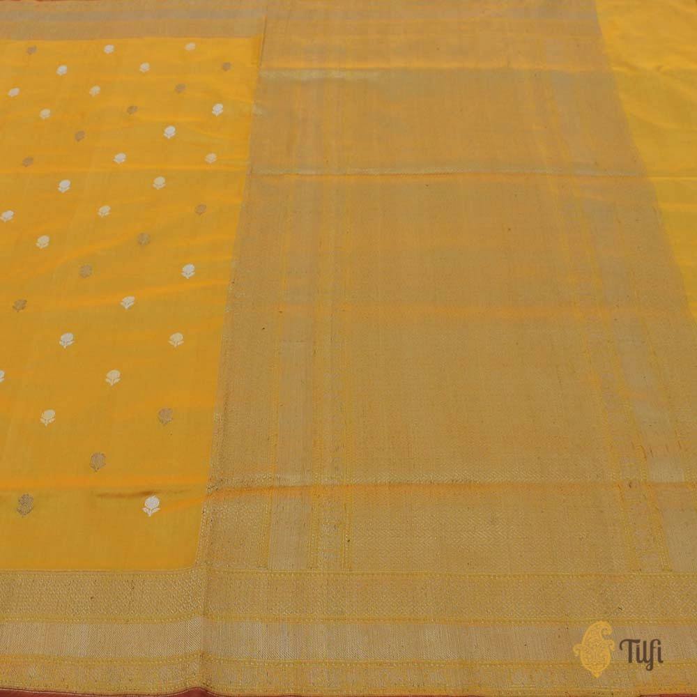 Yellow Pure Katan Silk Banarasi Handloom Saree