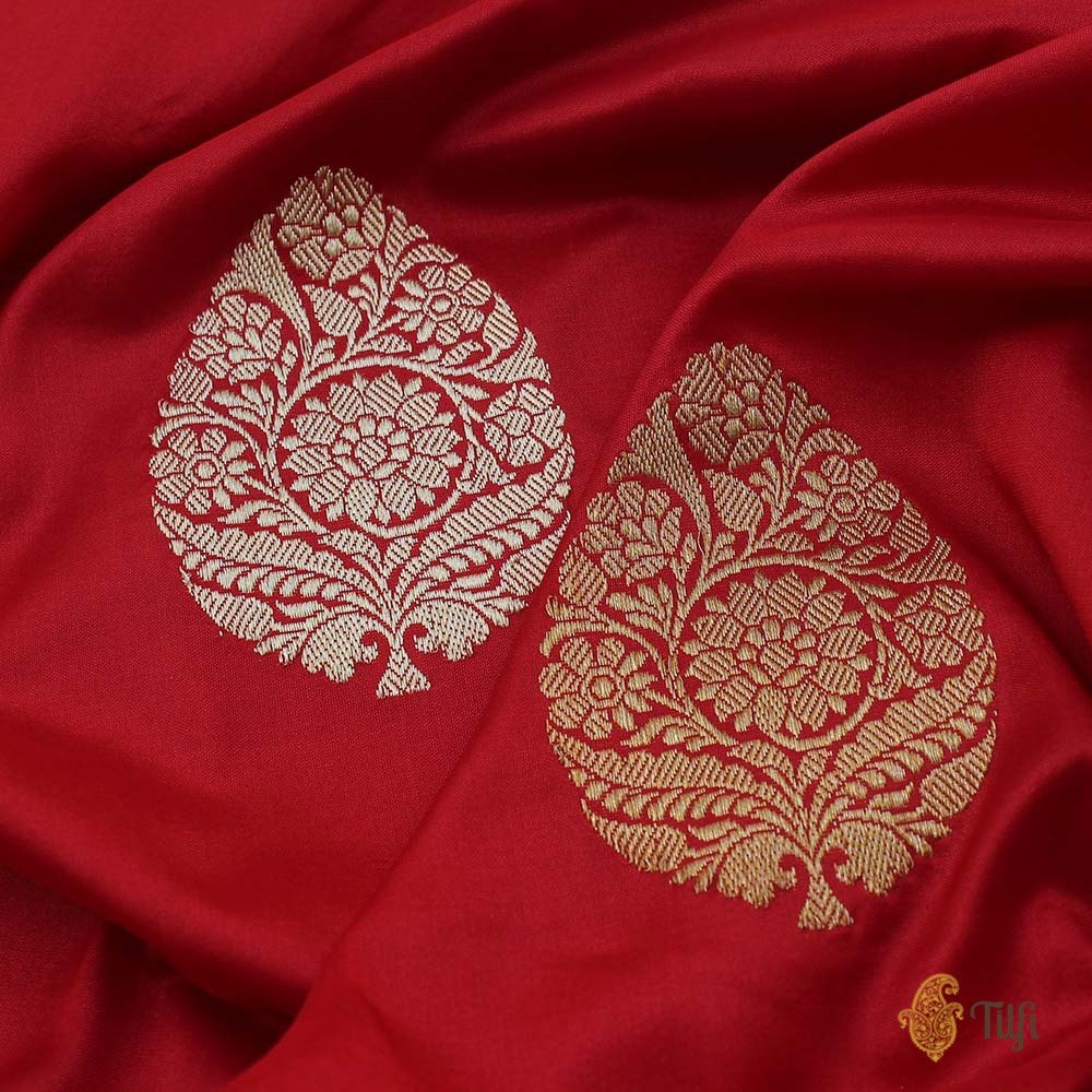 Red Pure Katan Silk Banarasi Handloom Saree