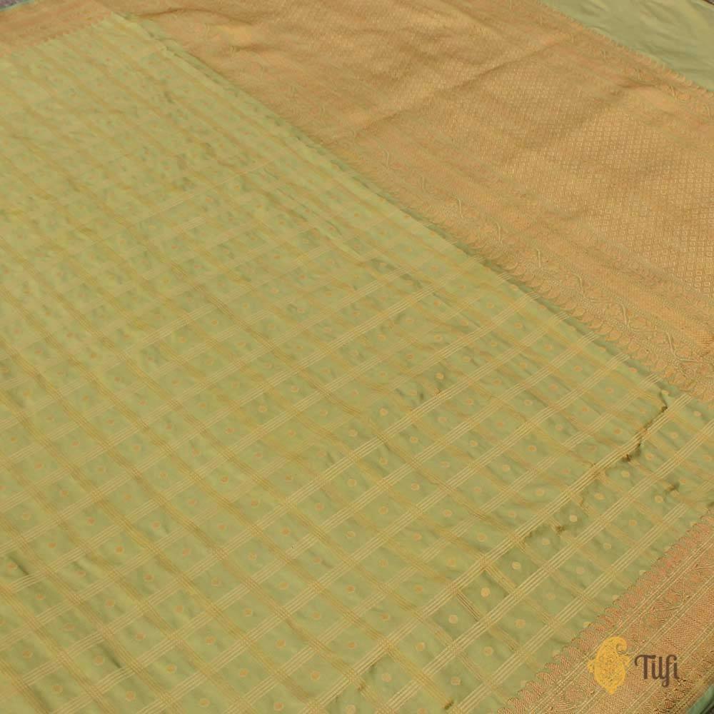 Pista Green Pure Katan Silk Banarasi Handloom Saree
