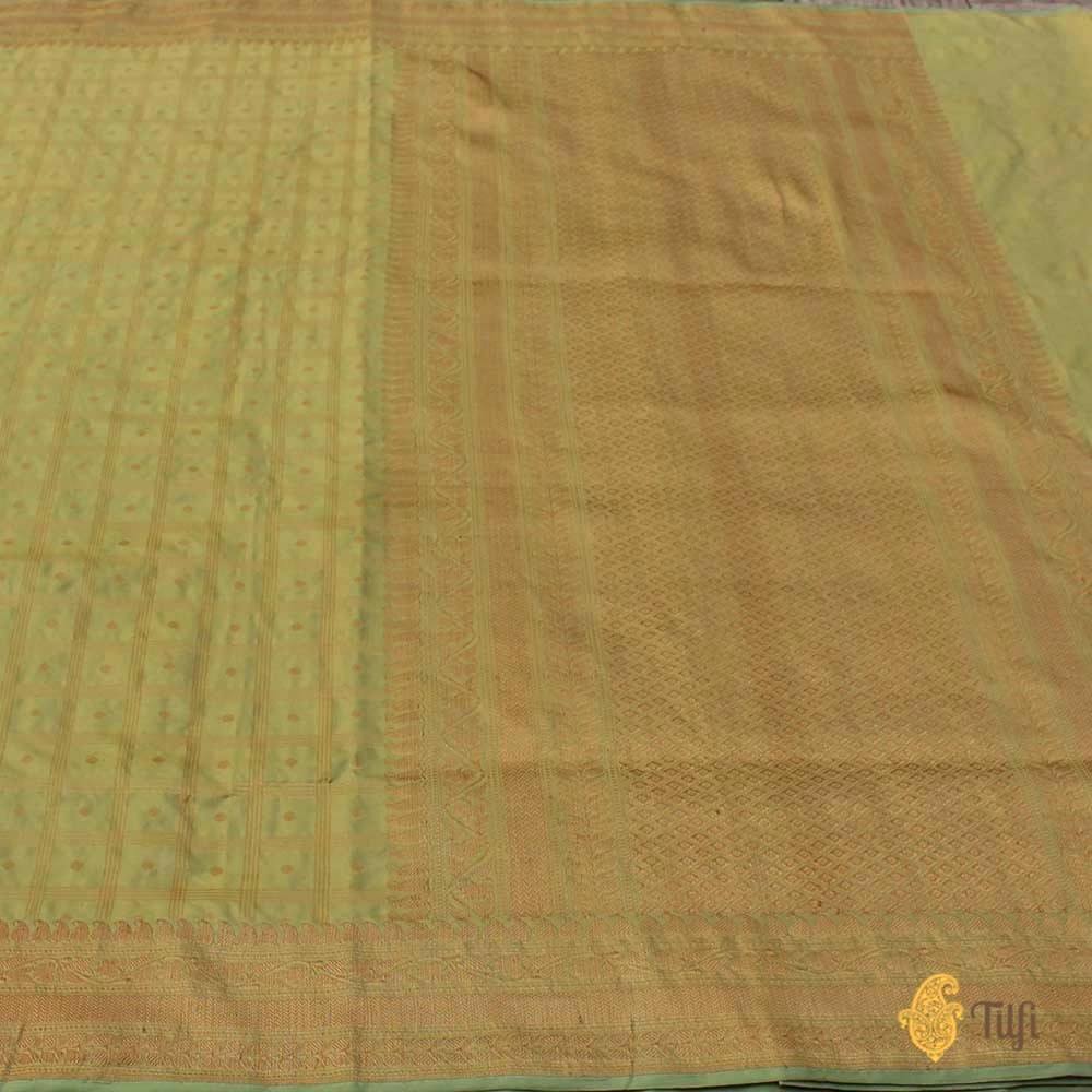 Pista Green Pure Katan Silk Banarasi Handloom Saree