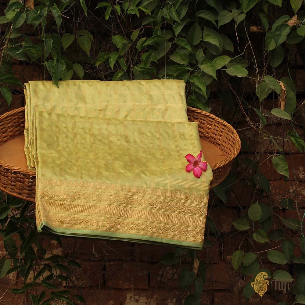 Pista Green Pure Katan Silk Banarasi Handloom Saree