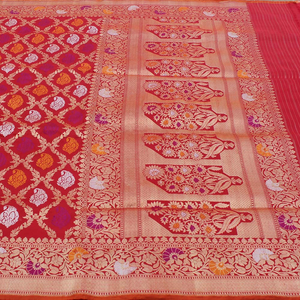 Red Pure Katan Silk Banarasi Handloom Saree
