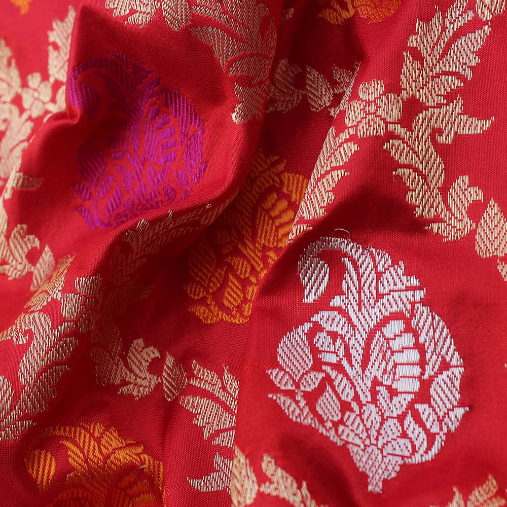 Red Pure Katan Silk Banarasi Handloom Saree