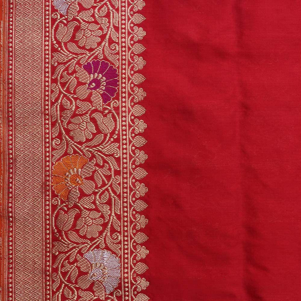 Red Pure Katan Silk Banarasi Handloom Saree