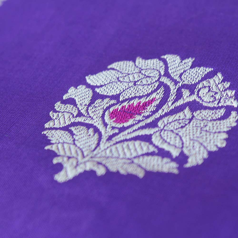 Purple Pure Katan Silk Banarasi Handloom Saree