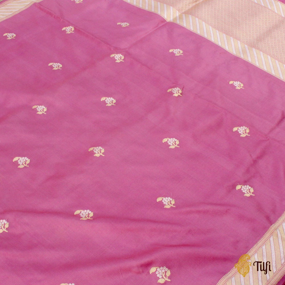 Gajri Pink Pure Katan Silk Handloom Banarasi Saree