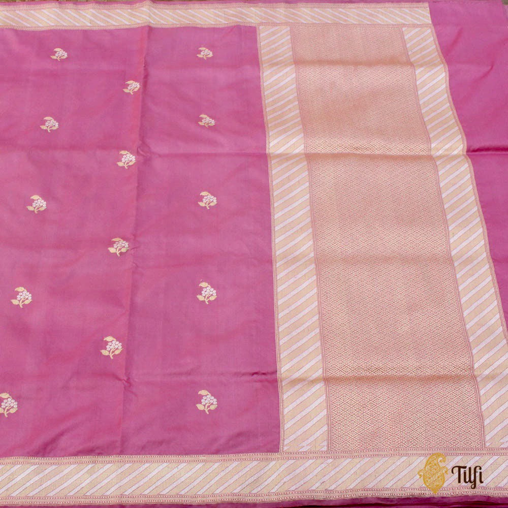 Gajri Pink Pure Katan Silk Handloom Banarasi Saree