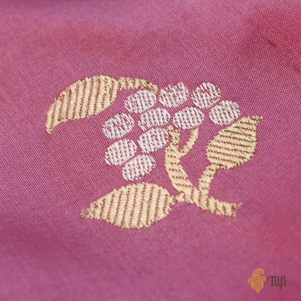 Gajri Pink Pure Katan Silk Handloom Banarasi Saree