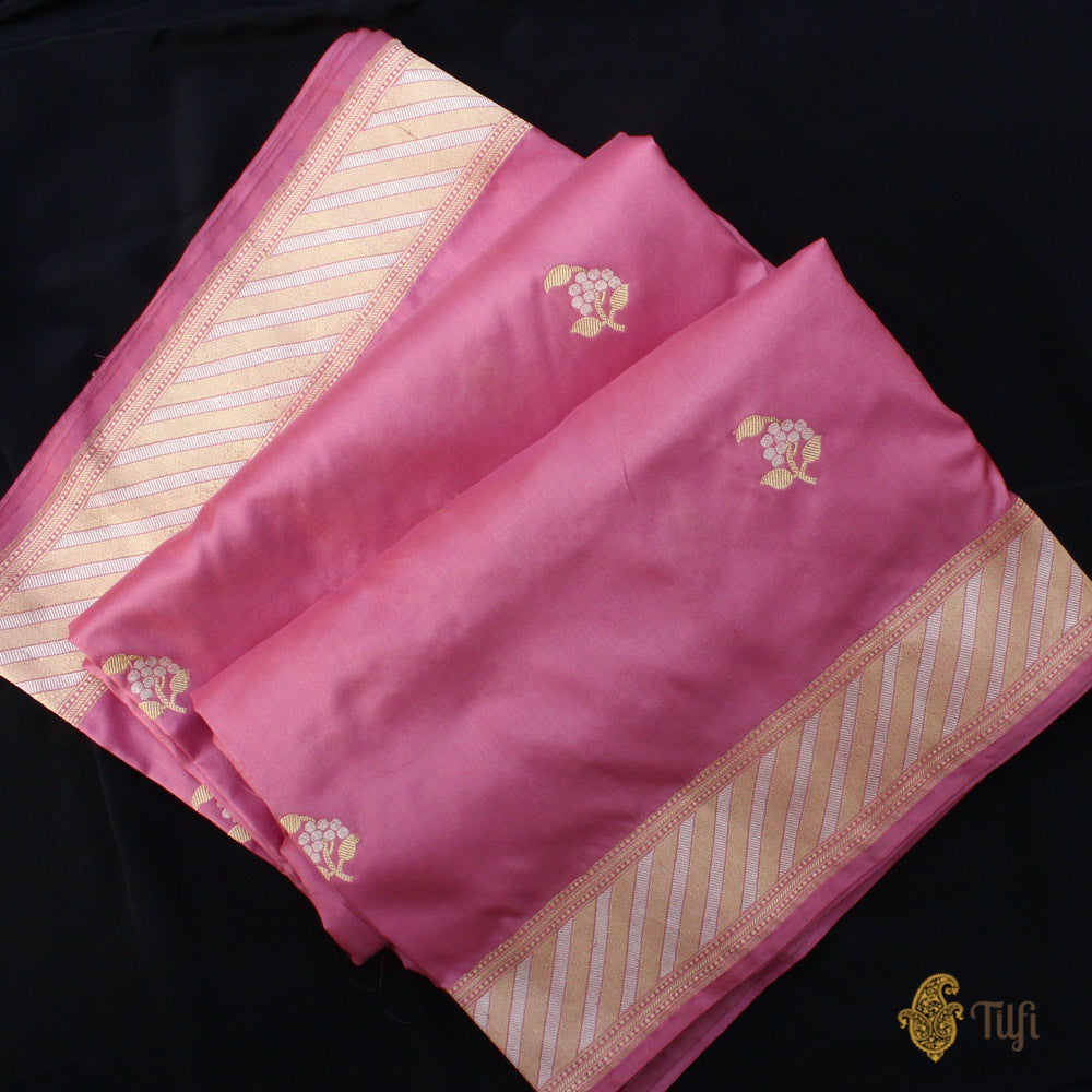 Gajri Pink Pure Katan Silk Handloom Banarasi Saree