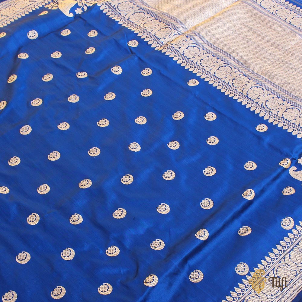 Black-Midnight Blue Pure Katan Silk Banarasi Handloom Saree