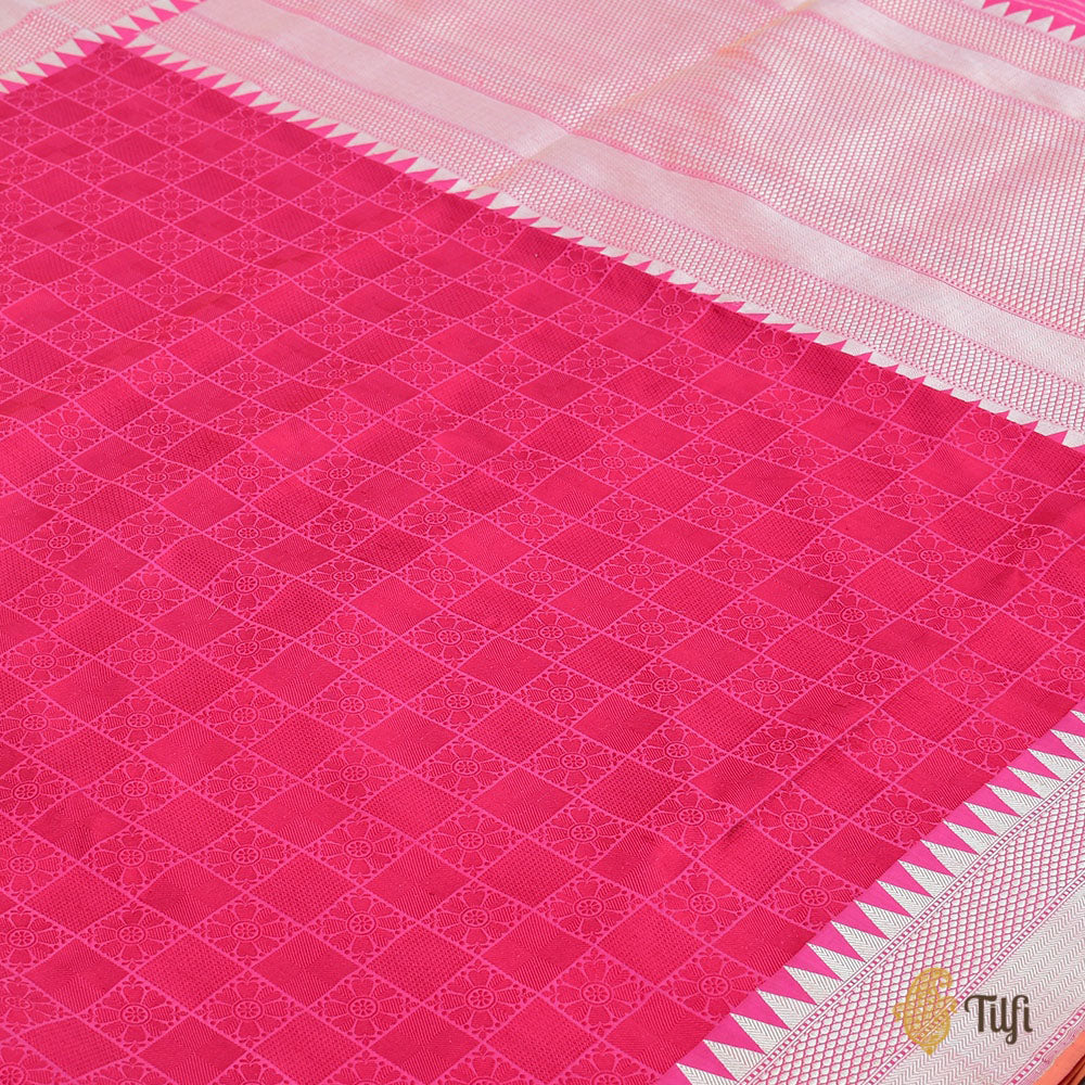Red-Pink Pure Katan Silk Banarasi Handloom Saree