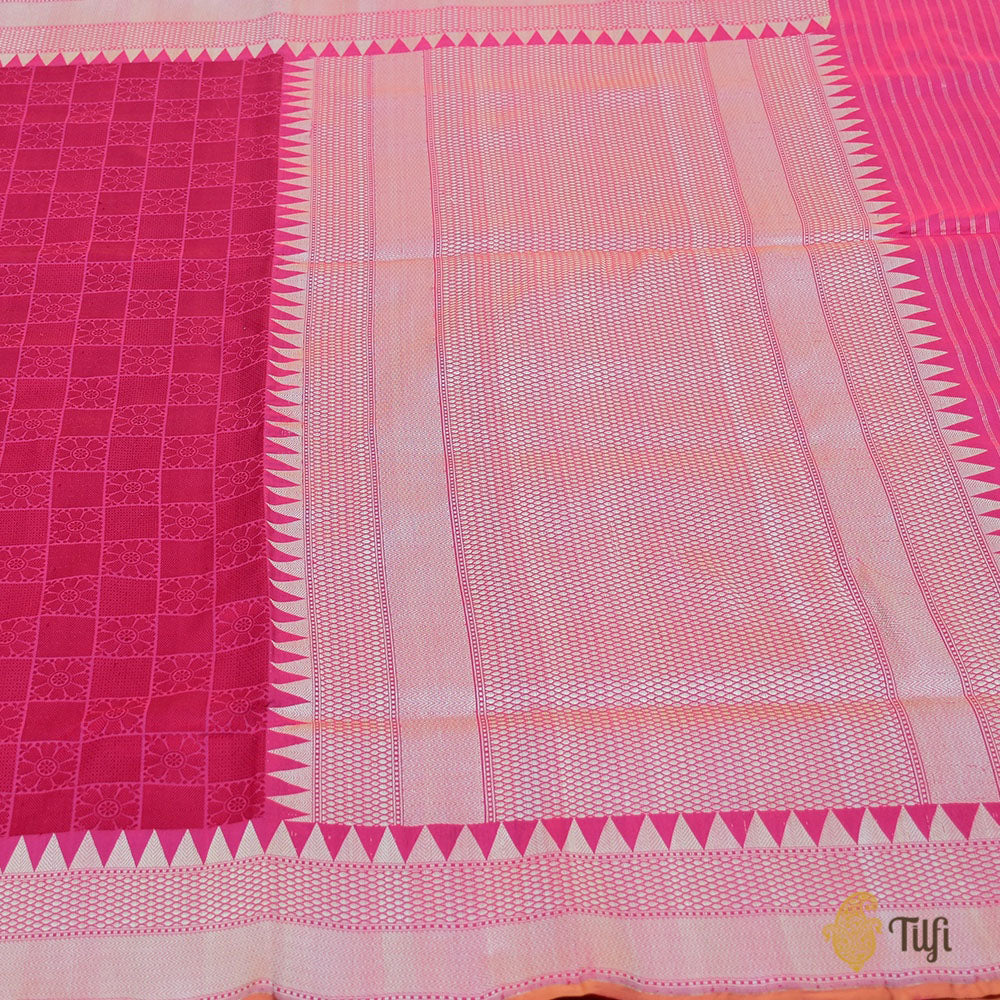 Red-Pink Pure Katan Silk Banarasi Handloom Saree